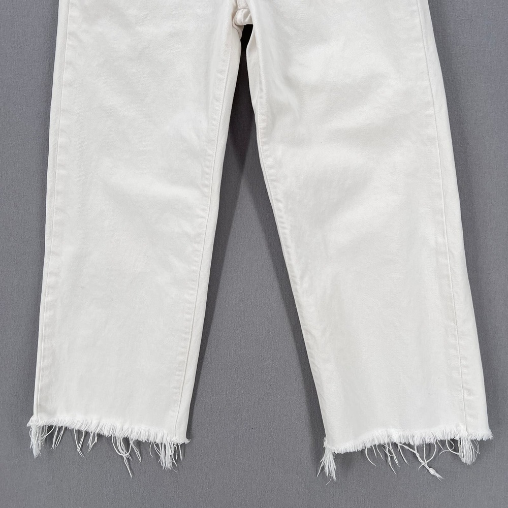 SIMON MILLER Lamere Crop Jeans Womens 27 White Straight Leg Raw Hem Rigid Denim - Picture 6 of 14